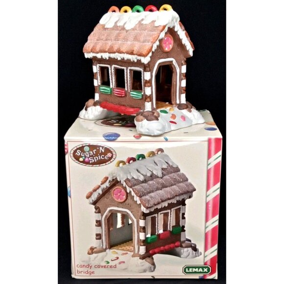 Vintage Christmas Figurine & Box Sugar N Spice Candy Covered Bridge Lemax 2000s - Picture 1 of 12